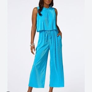 Cato Vibrant Aqua Sleeveless Jumpsuit